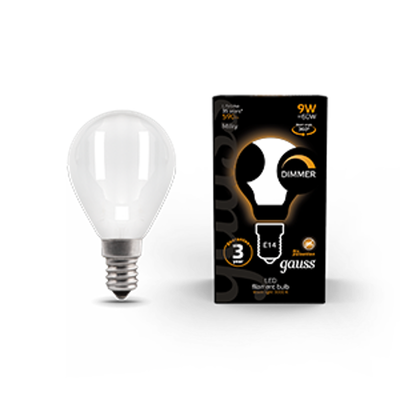 Лампа светодиодная Filament Шар 9W 590lm 3000К Е14 milky диммируемая LED 1/10/50