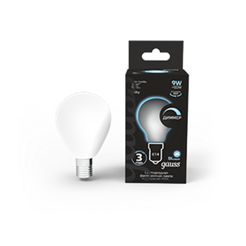Лампа светодиодная Filament Шар 9W 610lm 4100К Е14 milky диммируемая LED 1/10/50
