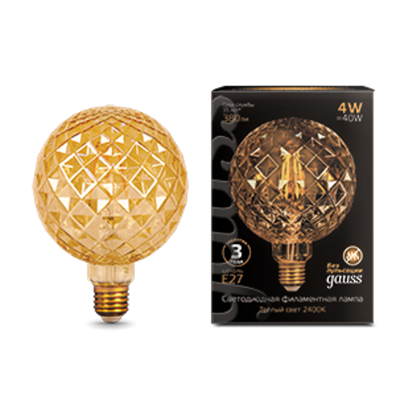 Лампа светодиодная   Filament G120 4W 380lm 2400К Е27 golden Carat LED 1/20