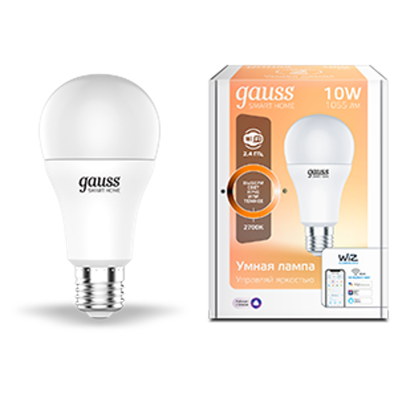 Лампа Светодиодная Smart Home DIM E27 A60 10 Вт 2700К 1/10/40