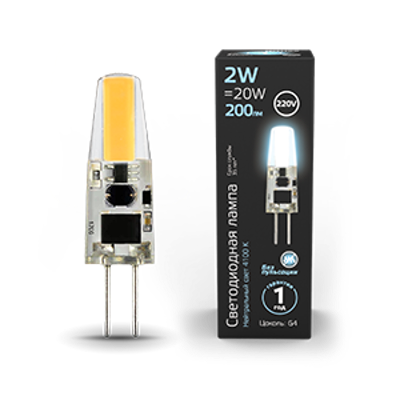 Лампа светодиодная LED 2Вт G4 AC220-240В 4100К