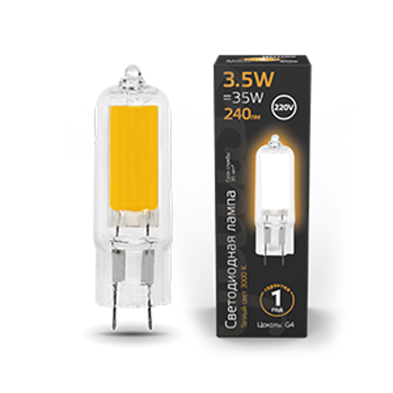 Лампа светодиодная Black LED G4 AC220-240V 3.5W 240lm 3000K Glass