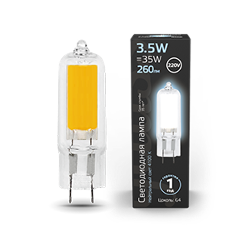 Лампа светодиодная Black LED G4 AC220-240V 3.5W 260lm 4100K Glass
