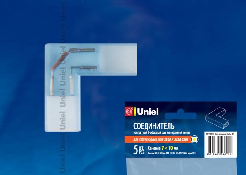 Коннекторы для светодиодной ленты L-образный 220В 3528, 2 контакта UTC-K-22/A67-NNN CLEAR 005 POLYBAG прозрачный 5 шт/упак