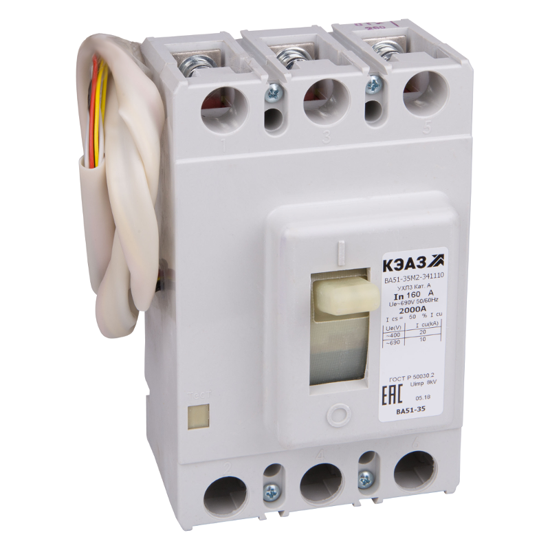 Выключатель автоматический ВА51-35М2-331810-250А-2000-690AC-НР220..240AC/220DC-УХЛ3