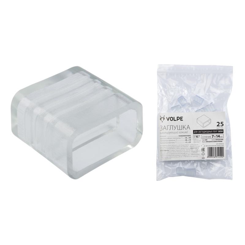 Заглушка для LED ленты 5050, 12-14 мм, прозрачный, UCW-Q220 K12 CLEAR 025 POLYBAG 25 шт/упак