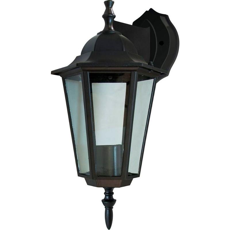 Светильник садово-парковый 6102 шестигранный на стену вниз 60W E27 230V, черный