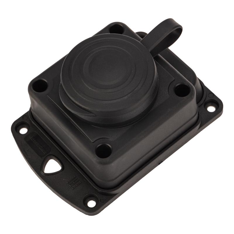 Розетка штепсельная влагозащищенная стационарная ОУ, 2P+PE 230V,16 А, IP44 каучук
