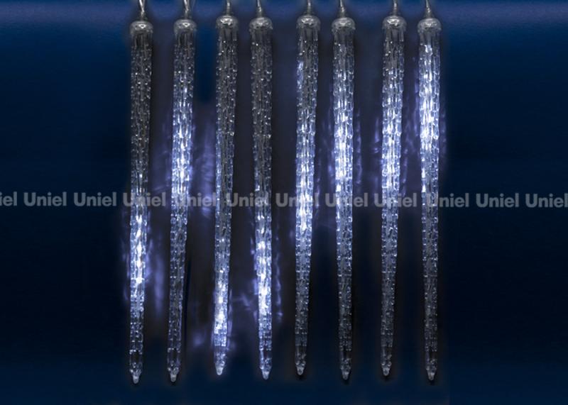 Занавес светодиодный   «Сосульки» ULD-E3005-300/DTK WHITE IP44 ICICLE   соед.  27х042м. 10 нитей. белый свет. шнур прозр.