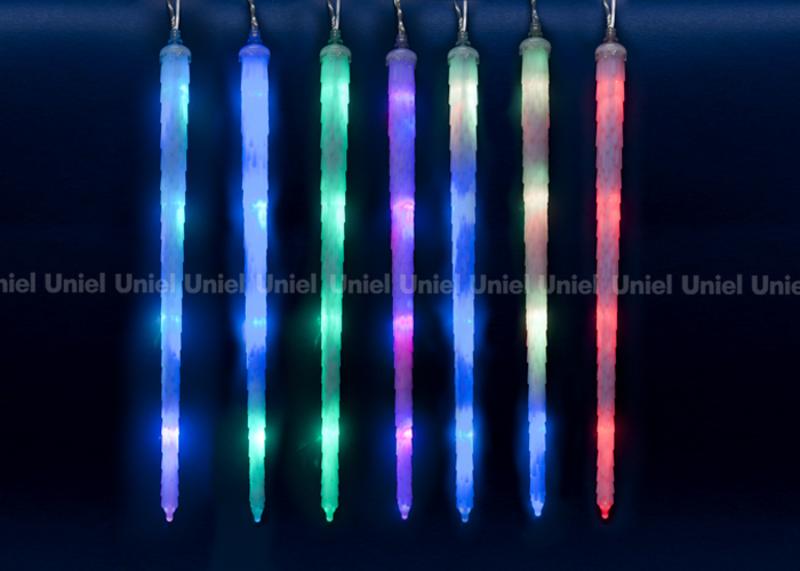 Занавес светодиодный  «Морозные сосульки»  ULD-E3005-210/DTK RGB IP44 FROSTED ICICLE  соед.  27х0,42м 10нитей  RGB  шнур прозр.