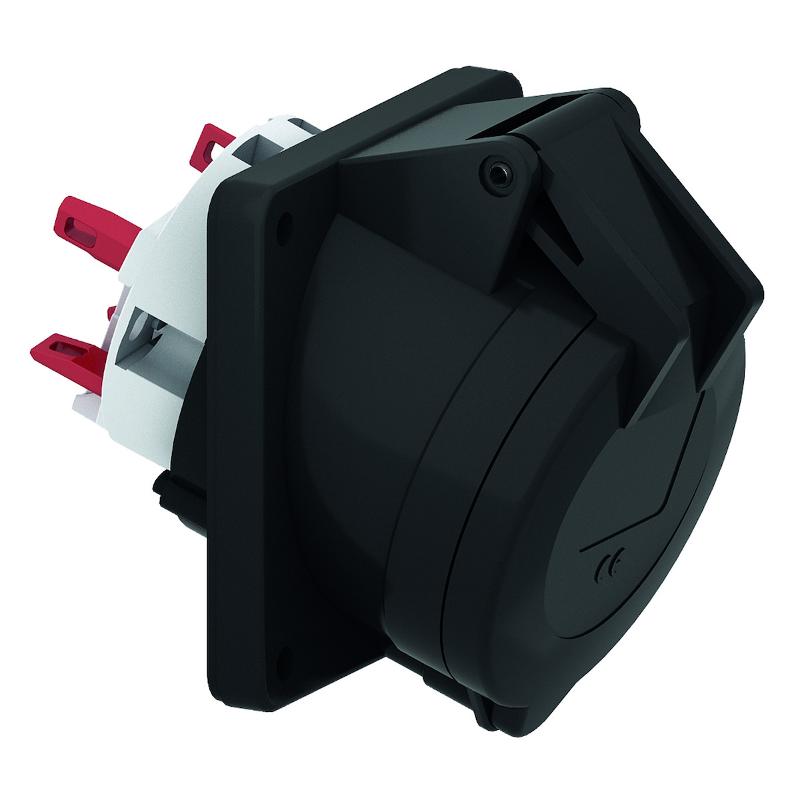 Розетка панельная Schuko 32А 230-380 QC черная IP44 I 120441-Bals I Bals