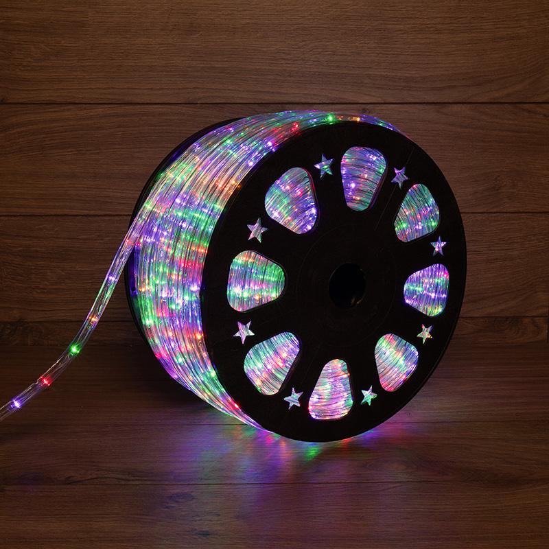 Дюралайт LED, свечение с динамикой (3W) - мульти (RYGB), 24 LED/м, бухта 100м