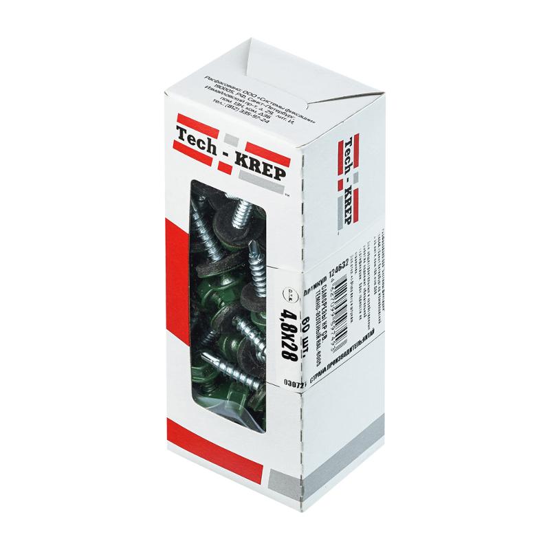 Саморез КР св. 4,8х28 RAL-6005 (тёмно-зеленый) (60 шт) - коробка ( 0,32 кг)