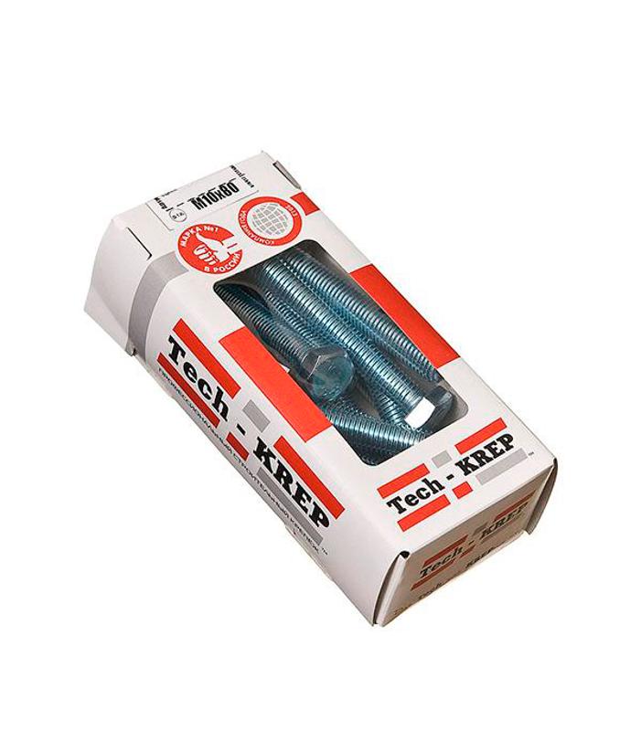 Болт DIN933 с шестигранной головкой оцинк. М10х80 (12 шт) - коробка с ок. Tech-K ( 0,614 кг)