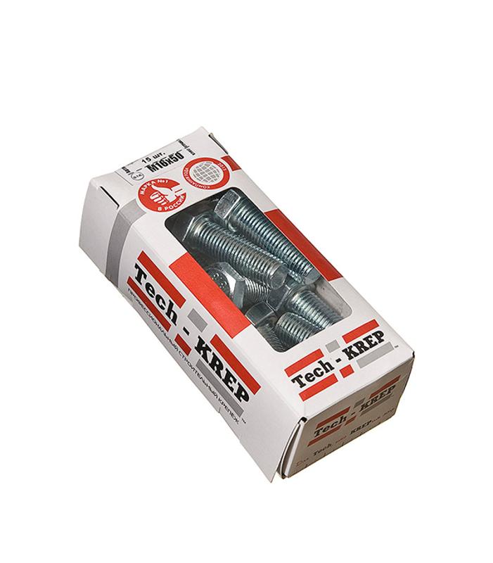 Болт DIN933 с шестигранной головкой оцинк. М16х50 (15 шт) - коробка с ок. Tech-K ( 1,577 кг)