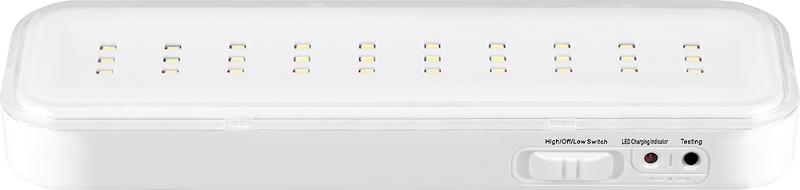 Светильник аварийного освещения аккумуляторный EL120 30LED AC/DC Li-ION батарея, белый, с наклейкой "Выход", 200*60*20 мм