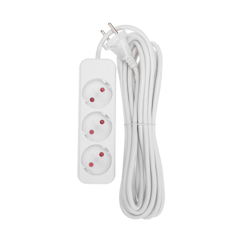 Удлинитель STANDARD 3 гнезда, 5м, 2х1,0мм², б/з, белый
