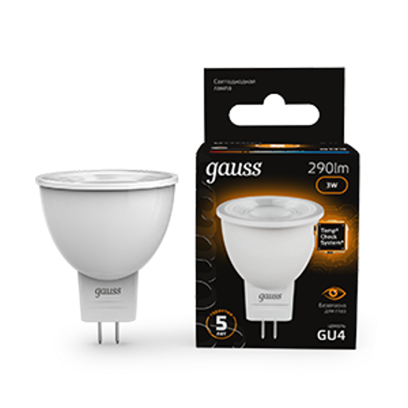 Лампа светодиодная LED 3Вт GU4 220В 2100К MR11 d35х45мм