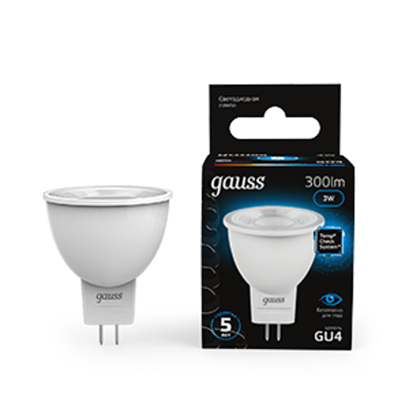 Лампа светодиодная MR11 3W 300lm 6500K GU4 LED 1/10/100