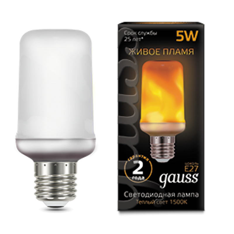 Лампа светодиодная Black LED T65 Flame 5W E27 20-80lm 1500K