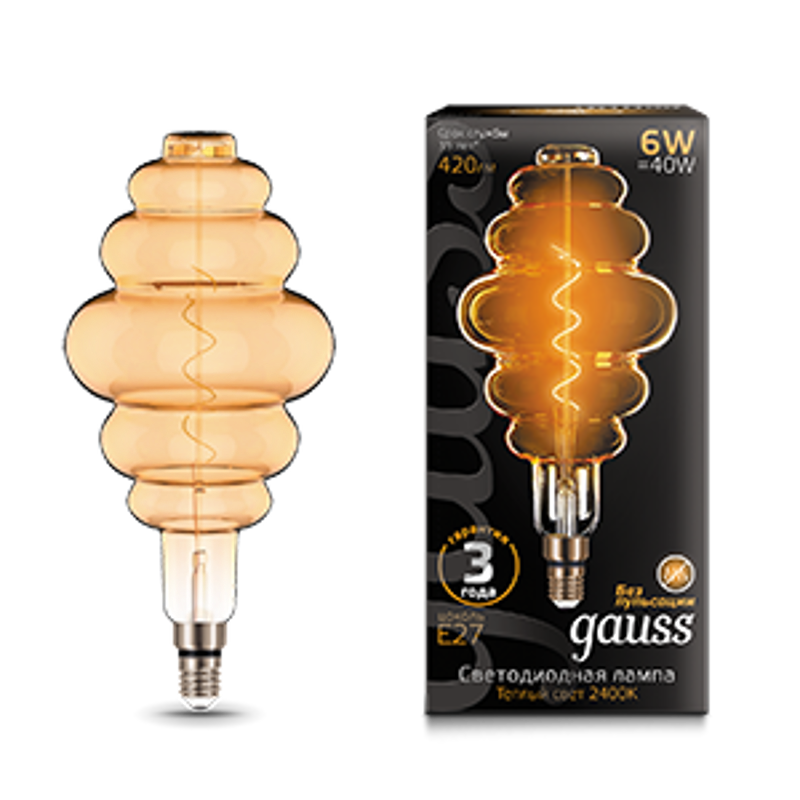 Лампа светодиодная LED Vintage Filament Flexible BD200 6W E27 200*410mm Amber 2400K 1/6