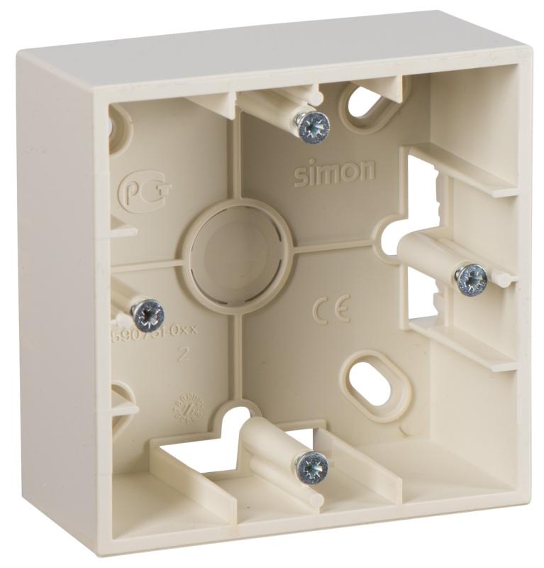 Simon 15 Сл. кость Монтажная коробка для накладного монтажа, 1 пост