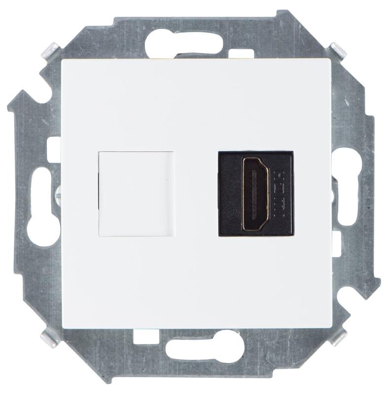 Розетка HDMI тип А, проходная, серия Simon 15