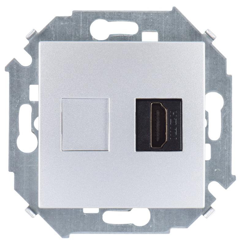 Simon 15 Алюминий Розетка HDMI