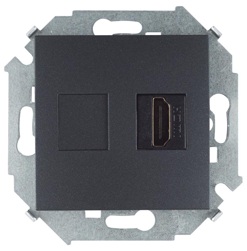Simon 15 Графит Розетка HDMI