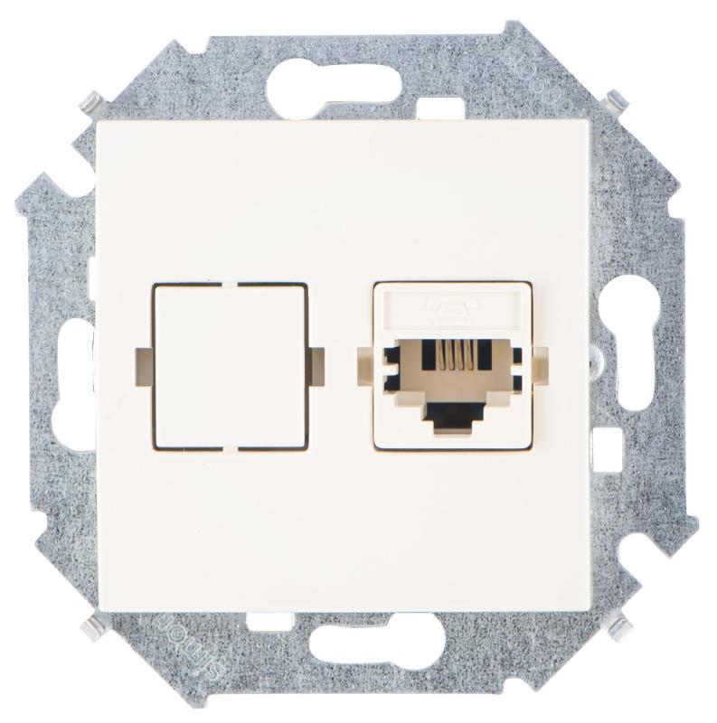 Simon 15 Сл. кость Розетка телефонная RJ11, винт. зажим