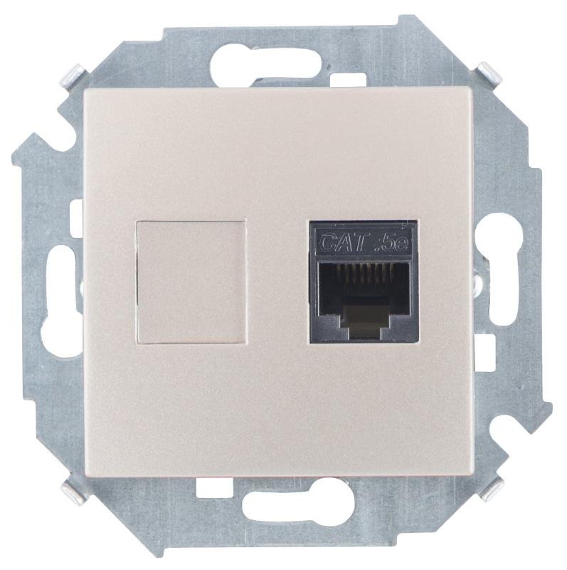Simon 15 Шампань Розетка компьютерная  RJ45 кат.5e (AMP)