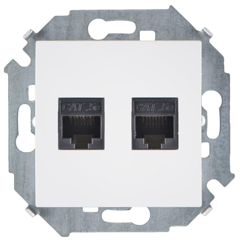 Simon 15 Белый Розетка компьютерная двойная RJ45 кат.5e (AMP)