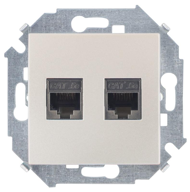 Simon 15 Шампань Розетка компьютерная двойная RJ45 кат.5e (AMP)