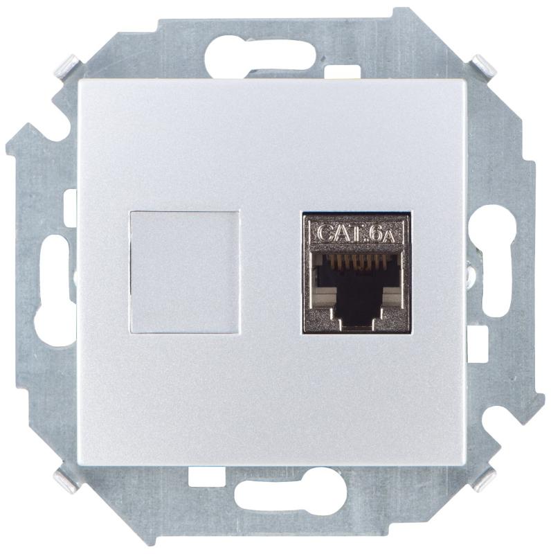 Simon 15 Алюминий Розетка компьютерная RJ45 кат.6а (АМР, FTP)