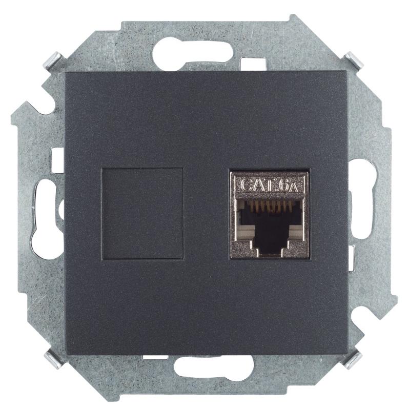 Simon 15 Графит Розетка компьютерная RJ45 кат.6а (АМР, FTP)