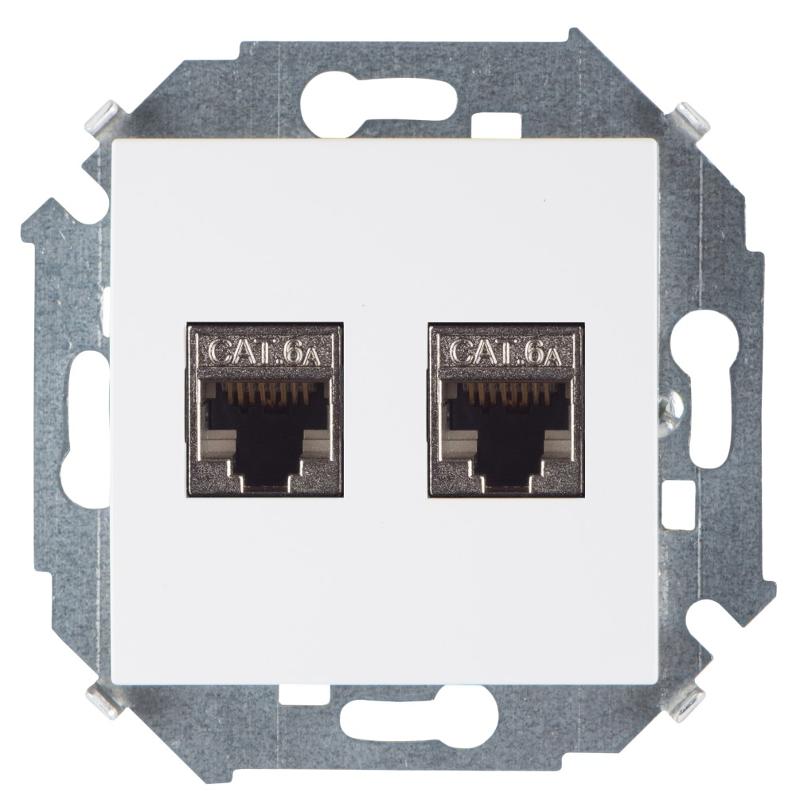 Simon 15 Белый Розетка компьютерная двойная RJ45 кат.6а (АМР, FTP)