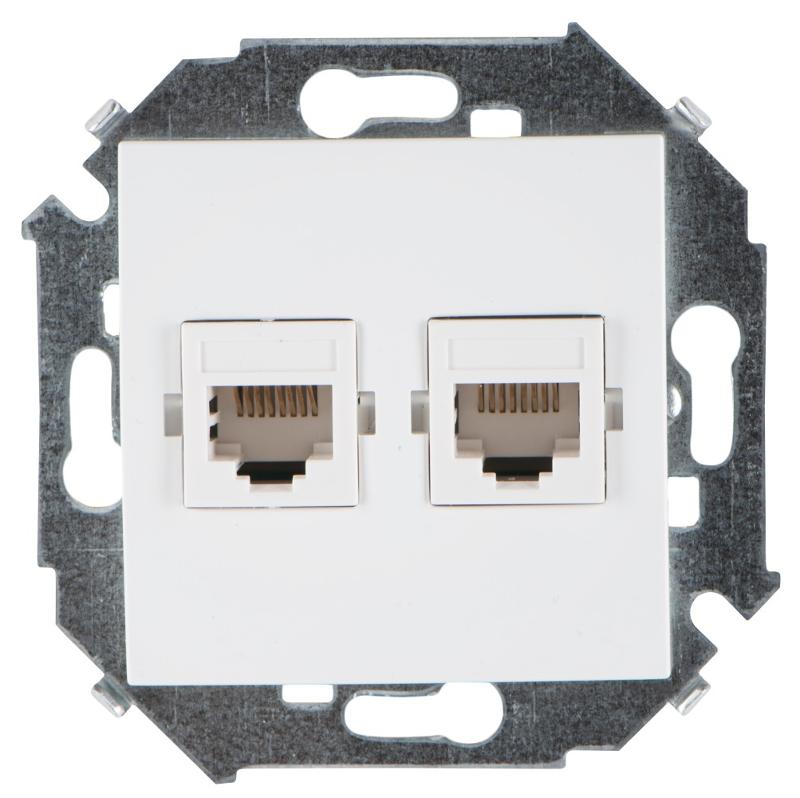Simon 15 Белый Розетка компьютерная двойная RJ45 кат.5е, Systimax