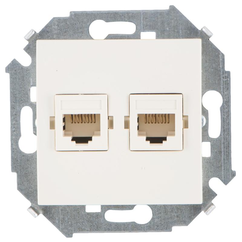 Simon 15 Сл. кость Розетка компьютерная двойная RJ45 кат.5е, Systimax