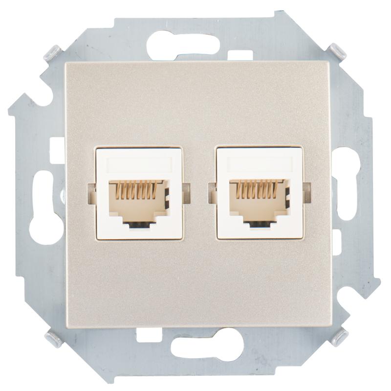 Simon 15 Шампань Розетка компьютерная двойная RJ45 кат.5е, Systimax