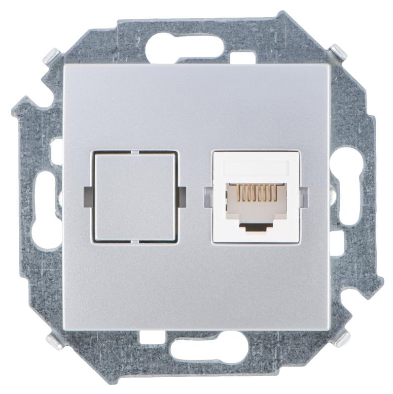 Simon 15 Алюминий Розетка компьютерная RJ45 кат.5е, Systimax