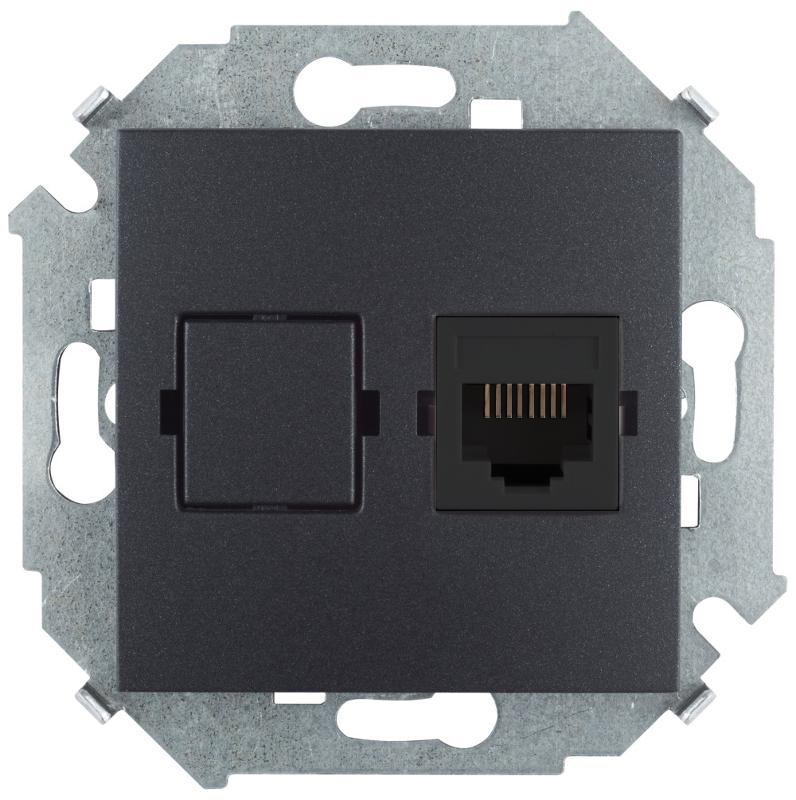 Simon 15 Графит Розетка компьютерная RJ45 кат.5е, Systimax