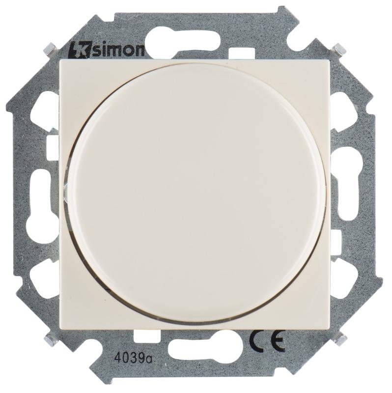 Simon 15 Сл. кость Светорегулятор поворотно-нажимной электронный, переключатель, 500Вт 230В, винт. зжим