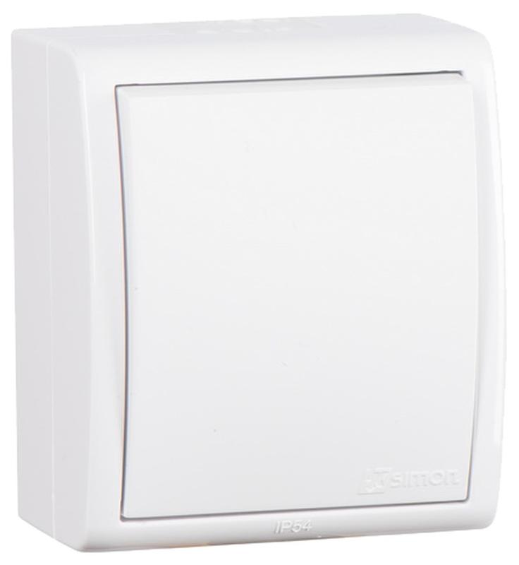 Simon 15 Aqua Белый Выключатель 1-кл, IP54, 10А 250В, винт. зажим