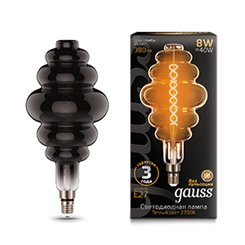Лампа светодиодная LED Vintage Filament Flexible BD200 8W E27 200*410mm Gray 2700K 1/6