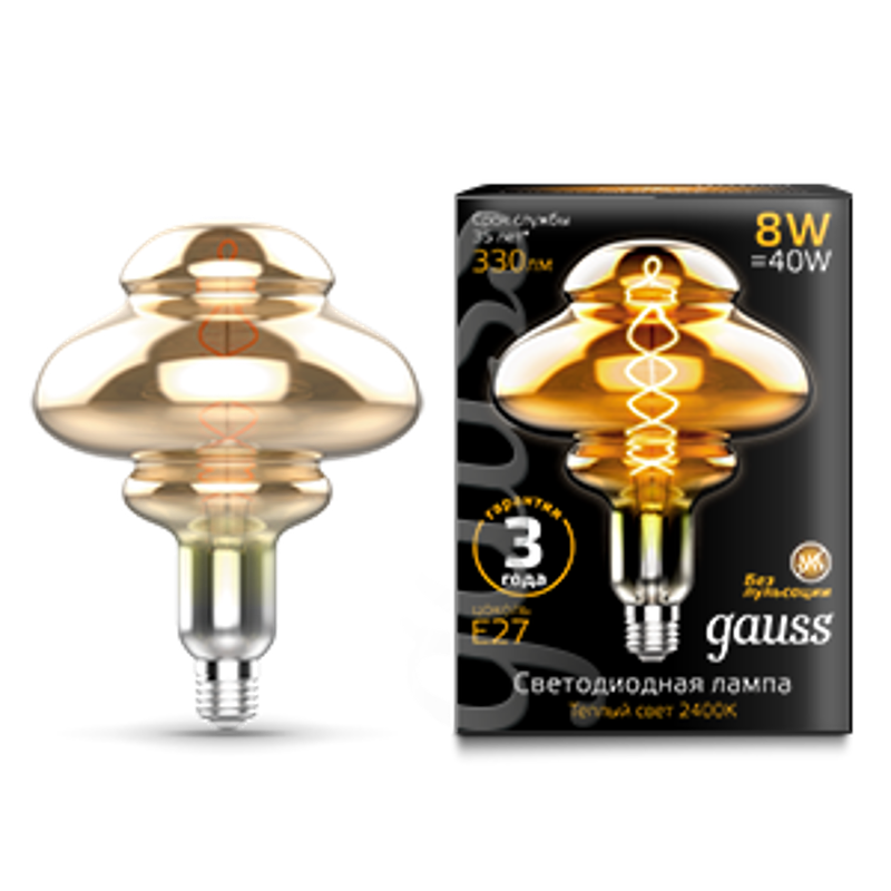 Лампа светодиодная Led Vintage Filament Flexible BD160 8W 330lm E27 160*210mm Gray 2400K 1/6