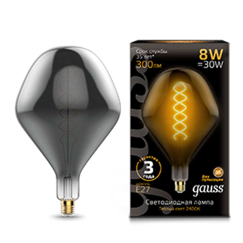 Лампа светодиодная LED Vintage Filament Flexible SD160 8W E27 160*270mm Gray 2400K 1/6