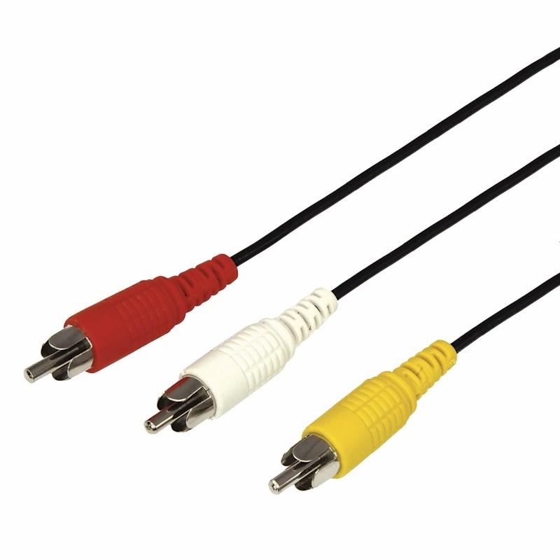 Шнур 3 RCA - 3 RCA, длина 3 метра, черный