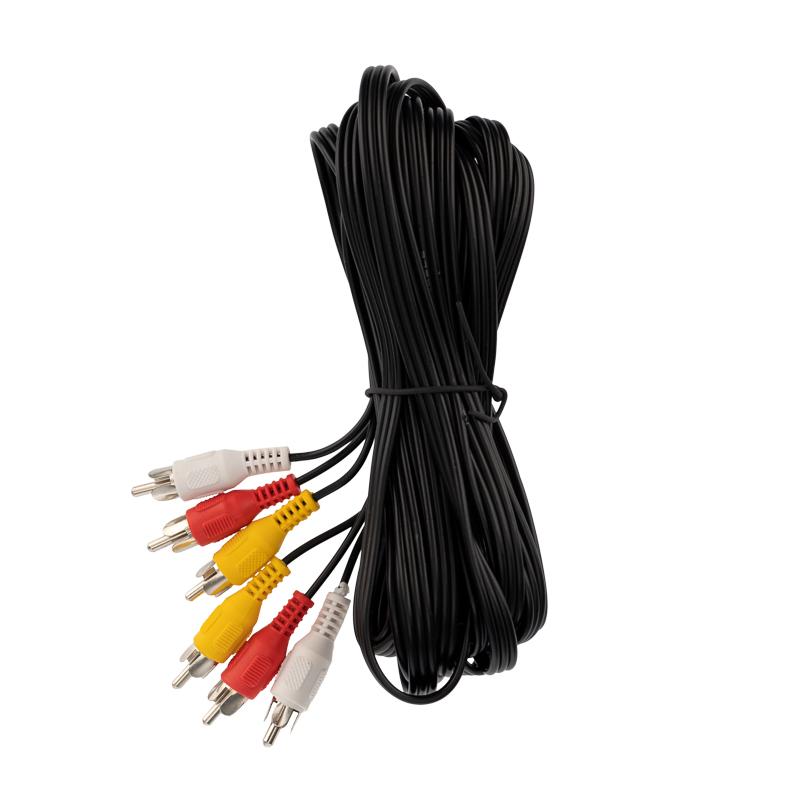 Шнур 3 RCA - 3 RCA, длина 5 метров, черный