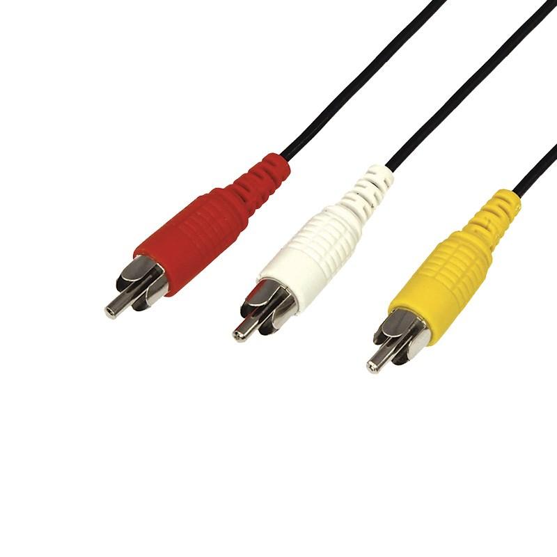 Шнур 3 RCA - 3 RCA, длина 10 метров, черный