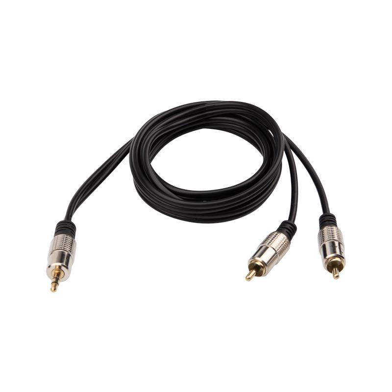 Шнур Стерео 3,5 мм - 2 RCA, длина 1,5 метра (GOLD-металл)
